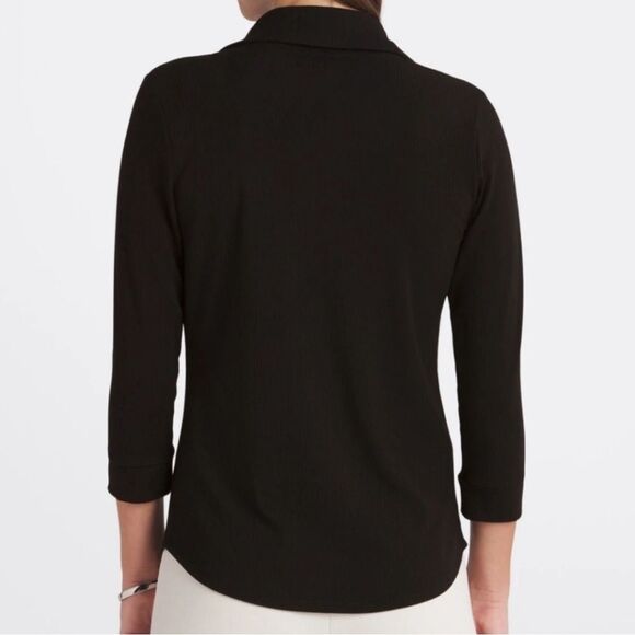 NWT Beacon Apparel Black Top with mother of pearl buttons Large - Picture 4 of 11